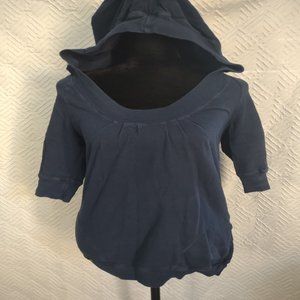 C&C California Organic Cotton Hooded 3/4 Sleeve Top Pullover Pockets Sz. S